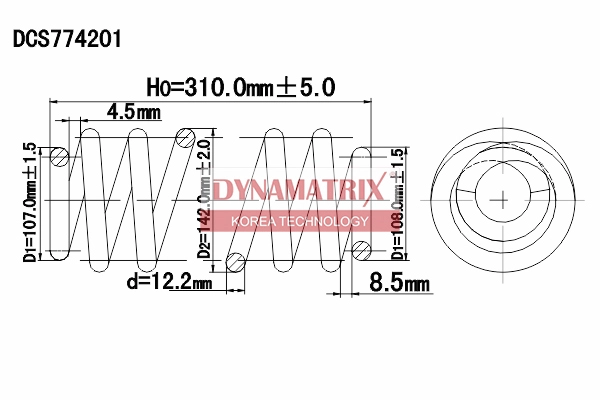 Пружина подвески DYNAMATRIX-KOREA DCS774201
