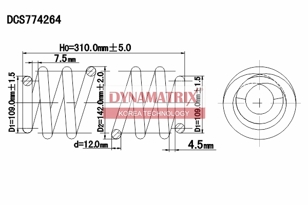 Пружина подвески DYNAMATRIX-KOREA DCS774264