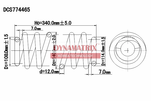 Пружина подвески DYNAMATRIX-KOREA DCS774465