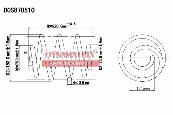 Пружина подвески DYNAMATRIX-KOREA DCS870510