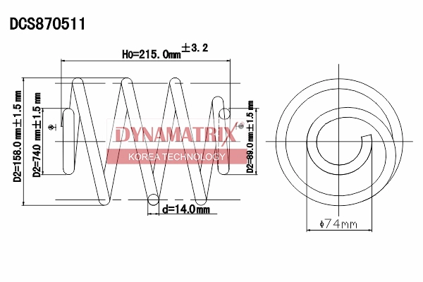 Пружина подвески DYNAMATRIX-KOREA DCS870511