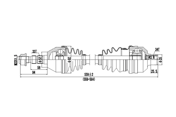 Полуось привода колеса DYNAMATRIX-KOREA DDS244031