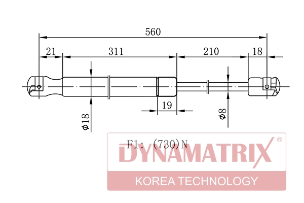 Амортизатор багажника DYNAMATRIX-KOREA DGS023247