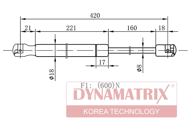 Амортизатор багажника DYNAMATRIX-KOREA DGS033418