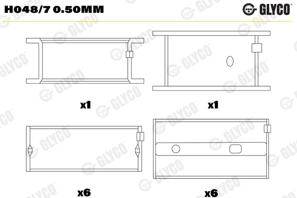 Вкладыши двигателя GLYCO H048/7 0.50MM