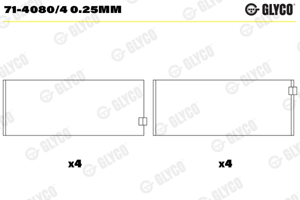 Вкладыши двигателя GLYCO 71-4080/4 0.25MM
