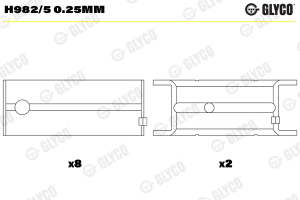 Вкладыши двигателя GLYCO H982/5 0.25MM