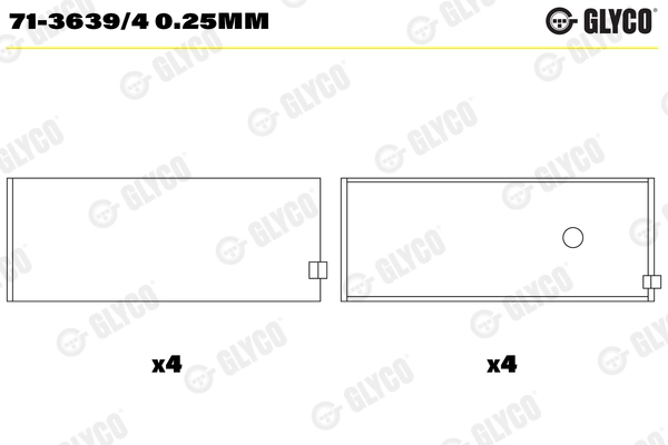 Вкладыши двигателя GLYCO 71-3639/4 0.25MM