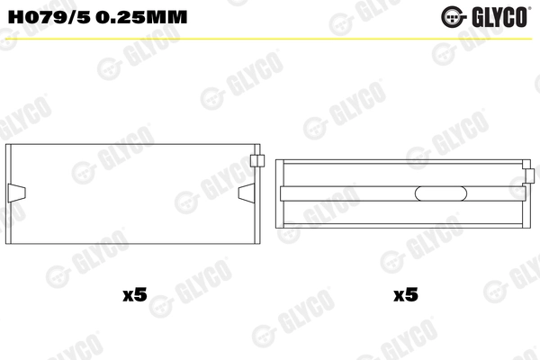 Вкладыши двигателя GLYCO H079/5 0.25MM