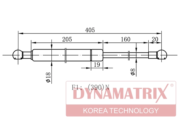 Амортизатор крышки багажника DYNAMATRIX-KOREA DGS1386BY