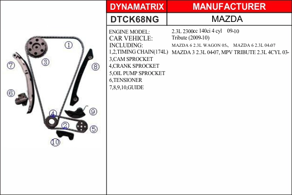 Цепь привода распредвала грм (комплект) DYNAMATRIX-KOREA DTCK68NG