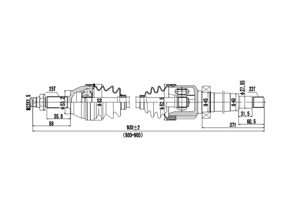 Полуось привода колеса DYNAMATRIX-KOREA DDS218046