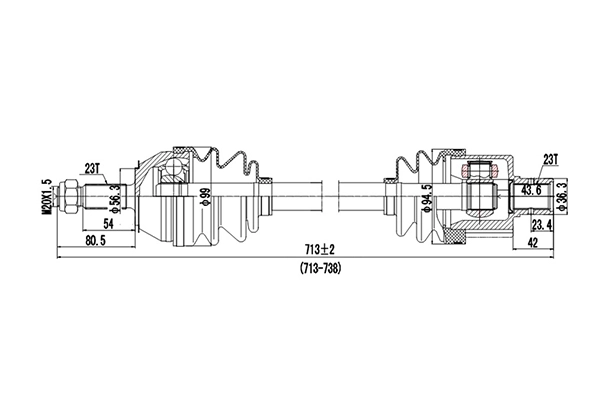 Полуось DYNAMATRIX-KOREA DDS250052