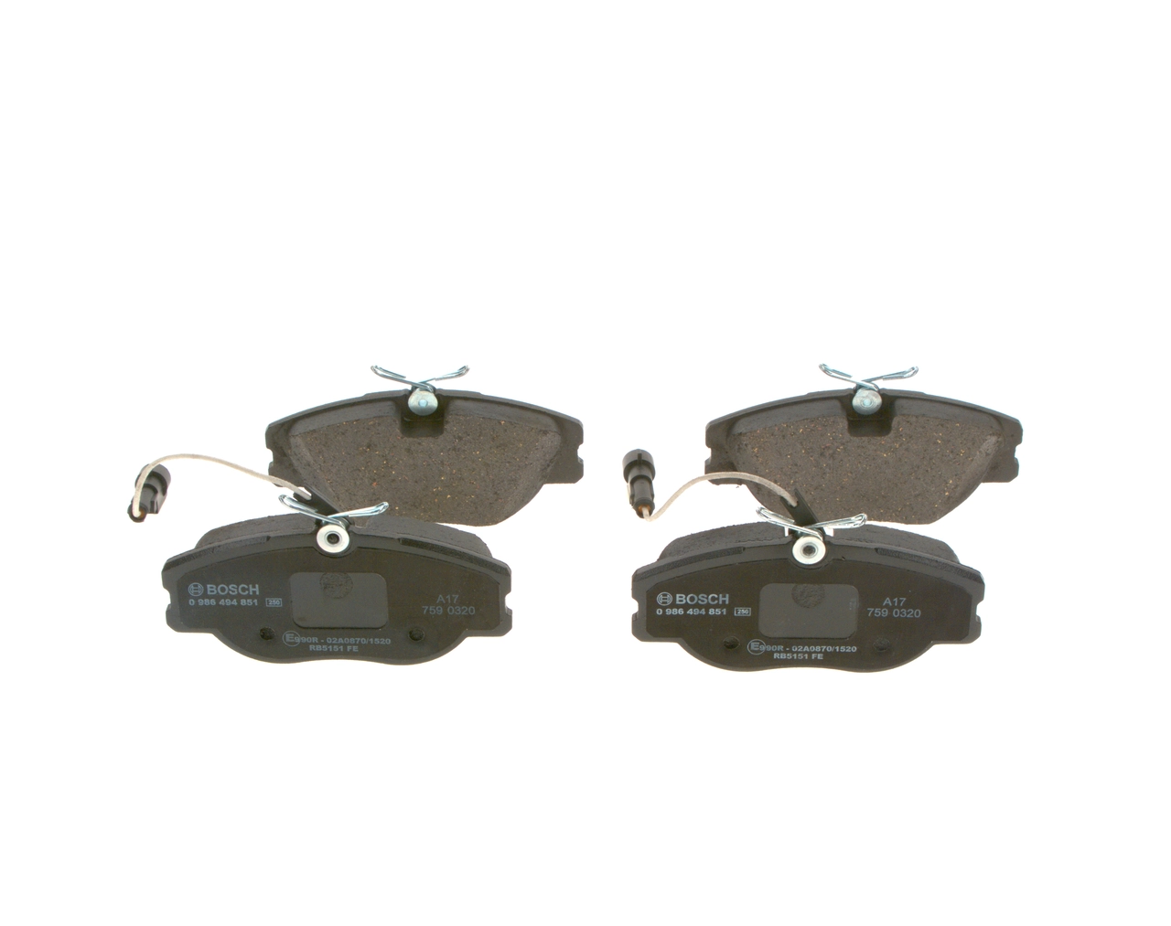 Дисковые тормозные колодки комплект BOSCH 0986494851