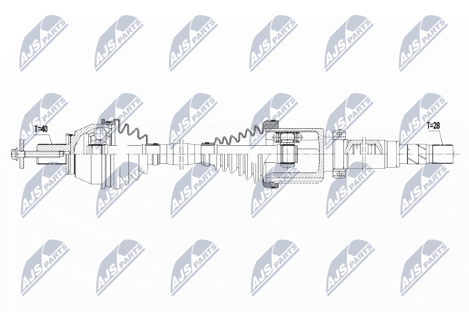 Полуось ford 2.2tdci mondeo iv 08- s-max/galaxy 08- правая NTY NPW-FR-094