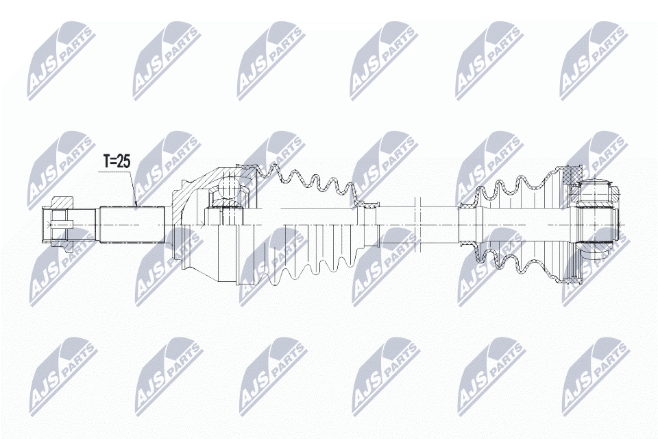 Полуось fiat doblo 1.3jtd 05- 1.9jtd 03- правая NTY NPW-FT-023
