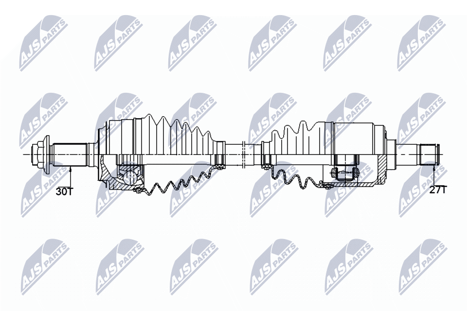 Полуось honda crv 2.0 4wd 09-12 2.4 07-12 передняя левая NTY NPW-HD-071