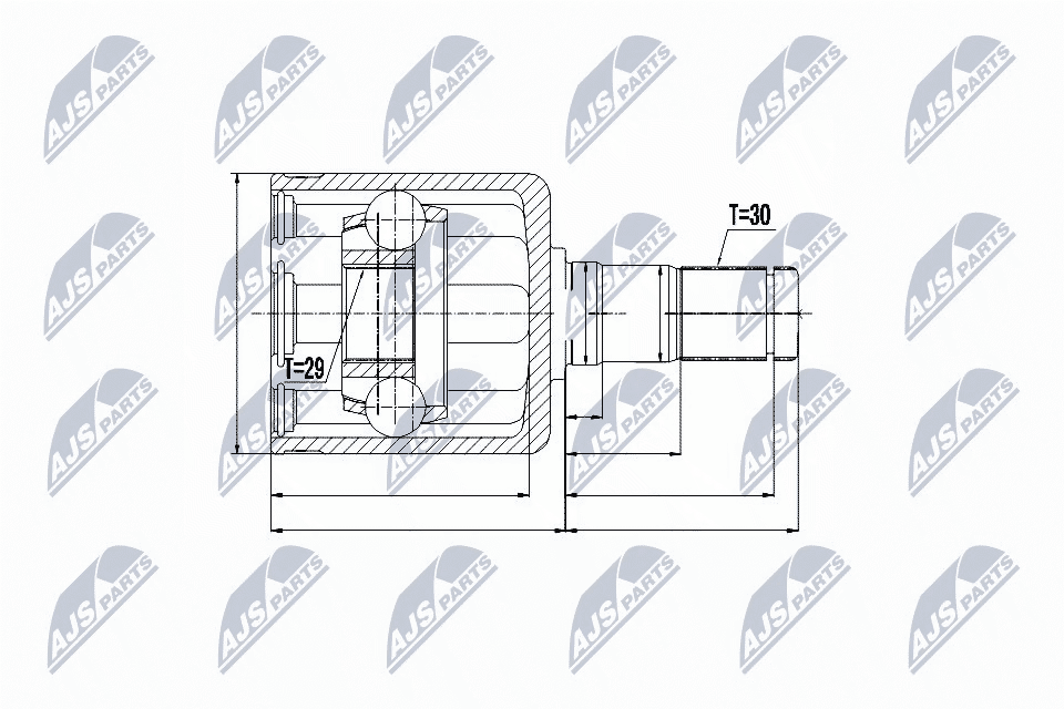 Шрус внутренний nissan qashqai 2.0dci 4wd 07-14 renault koleos 2.0dci 2wd/4wd 09- /лев. перед NTY NPW-NS-050
