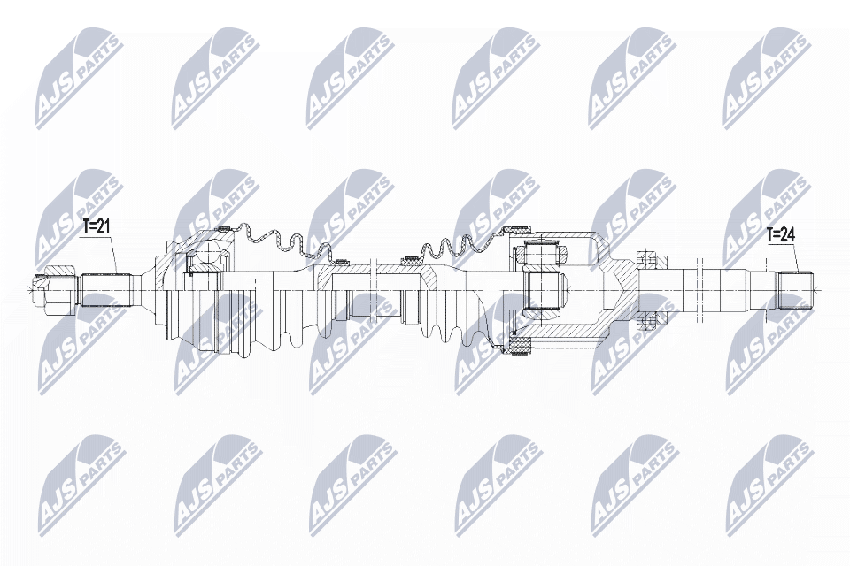 Nty driveshaft peugeot 208 1.2thp1.6hdi 13- citroen c3 ii 1.6hdi 09- c3 iii 1.2thp1.5hdi1.6hdi NTY NPW-PE-047