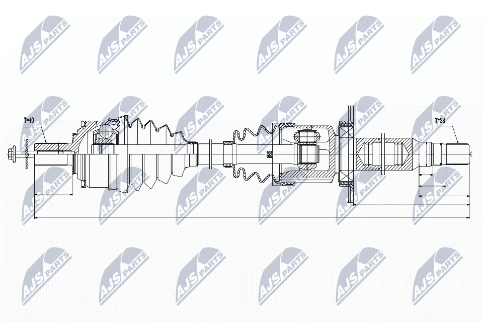 Вал полуоси (привод в сборе) NTY NPW-VV-035