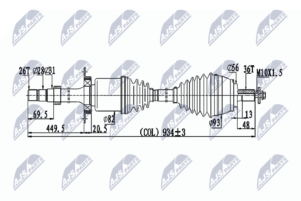 Полуось volvo v40 t2/t3/t4/d2/d3 15- tf-71sc передняя правая NTY NPW-VV-133