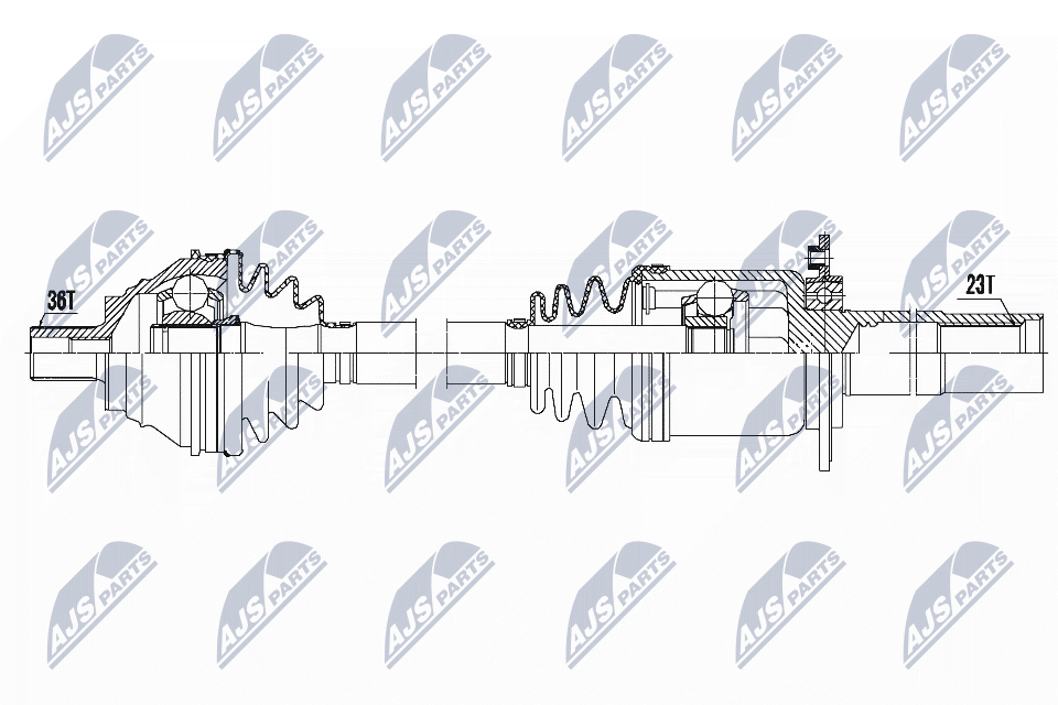 Nty driveshaft vw/skoda/audi/seat eng. 2.0tdi golf v/touran -10.2004 octavia -10.2004 a3 -10.2004 NTY NPW-VW-135