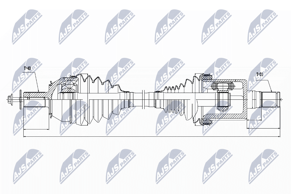 Вал полуоси (привод в сборе) NTY NPW-VV-027