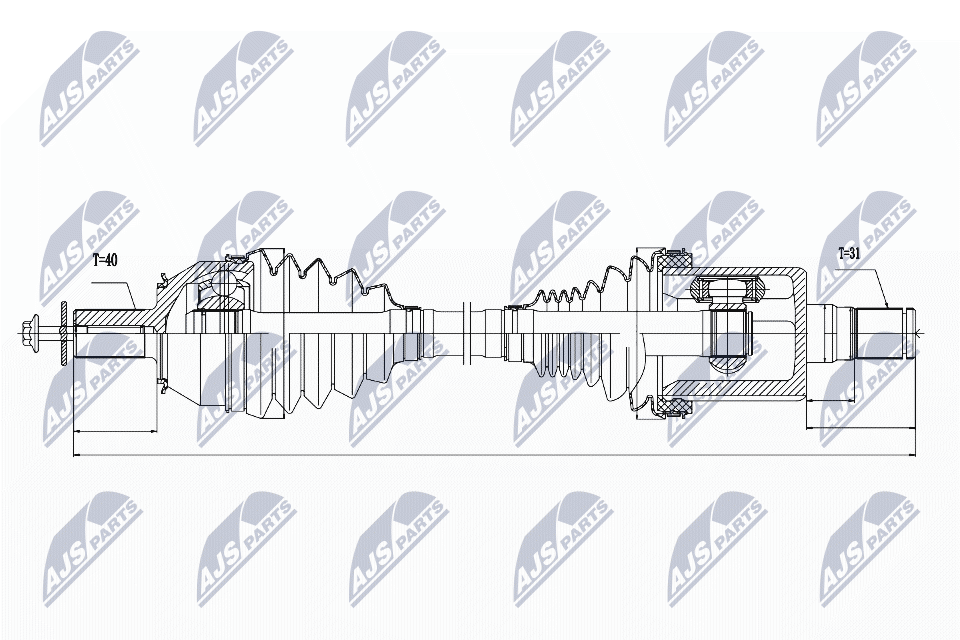 Вал полуоси (привод в сборе) NTY NPW-VV-025