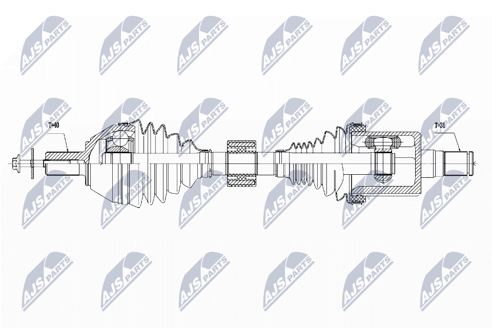 Вал полуоси (привод в сборе) NTY NPW-VV-040
