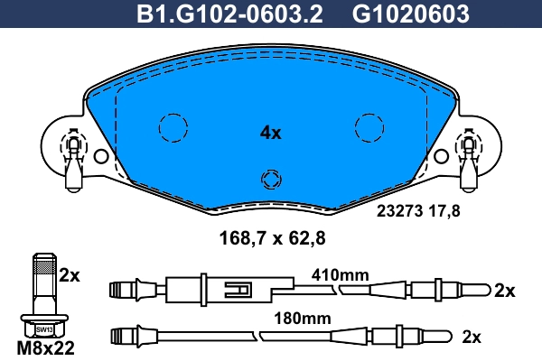 Колодки тормозные дисковые /комплект 4 шт GALFER B1-G102-0603-2