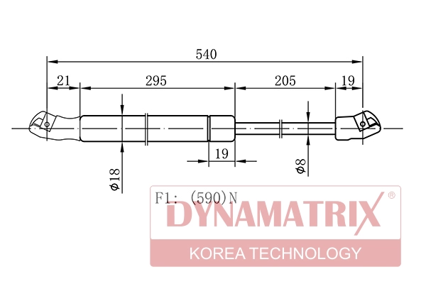 Амортизатор багажника opel zafira 99-05 DYNAMATRIX-KOREA DGS1308PG