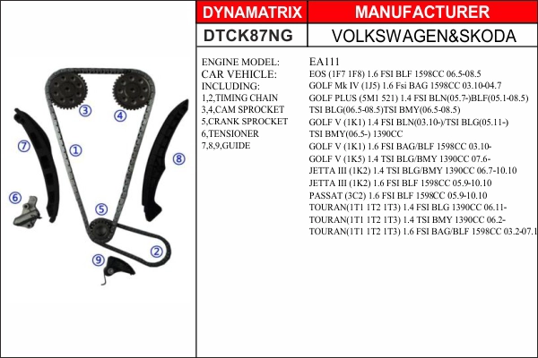 Комплект цепи грм DYNAMATRIX-KOREA DTCK87NG