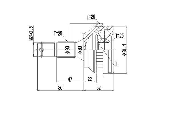 К-кт шруса с кольцом abs peugeot 207 06- 307 00- 307 cc 05- 307 sw 02- citroen c4 04- DYNAMATRIX-KOREA DCV845036