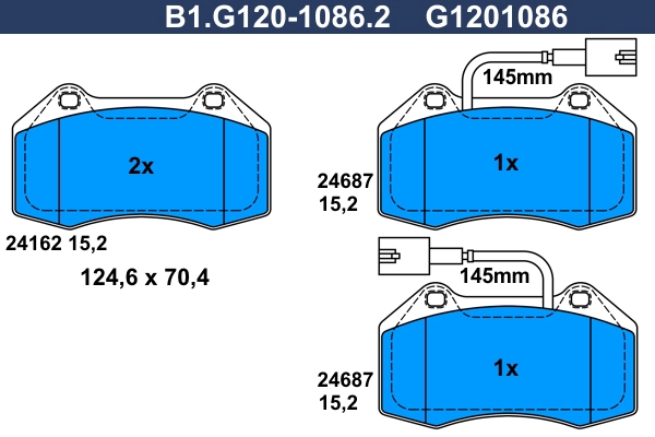 Колодки тормозные дисковые /комплект 4 шт GALFER B1-G120-1086-2