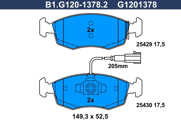 Колодки тормозные дисковые /комплект 4 шт GALFER B1-G120-1378-2