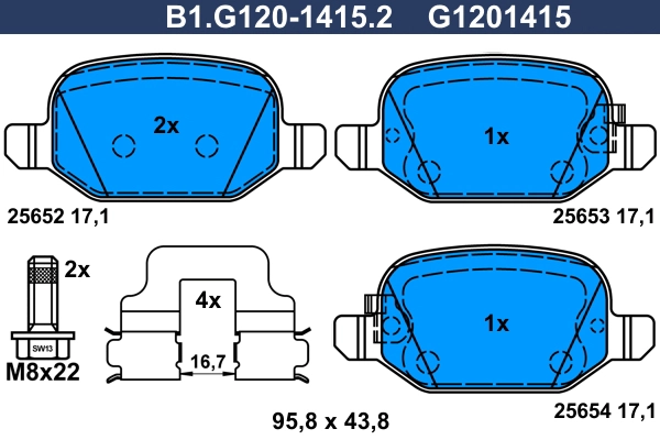 Колодки тормозные дисковые /комплект 4 шт GALFER B1-G120-1415-2