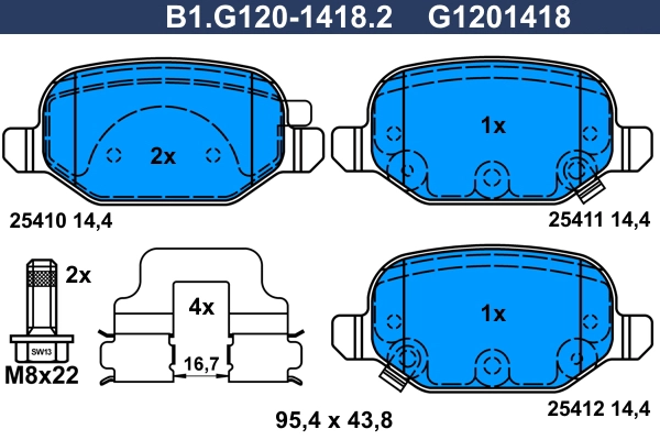 Колодки тормозные дисковые /комплект 4 шт GALFER B1-G120-1418-2