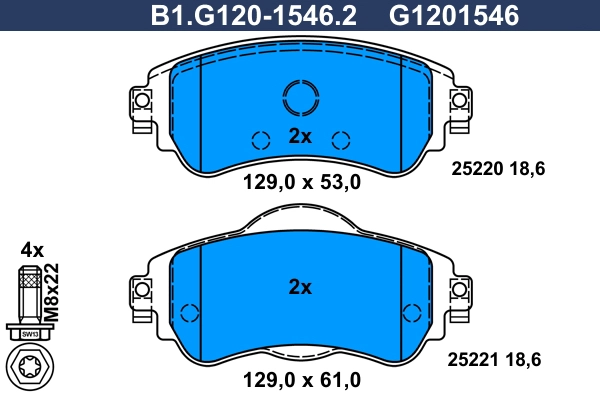 Колодки тормозные дисковые /комплект 4 шт GALFER B1-G120-1546-2
