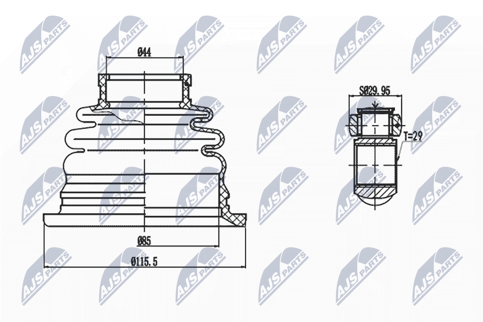 Шрус mitsubishi carisma da 95-03 NTY NPW-MS-041