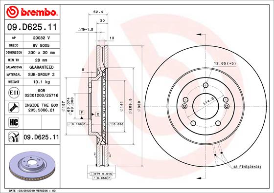 Disc BREMBO 09.D625.11