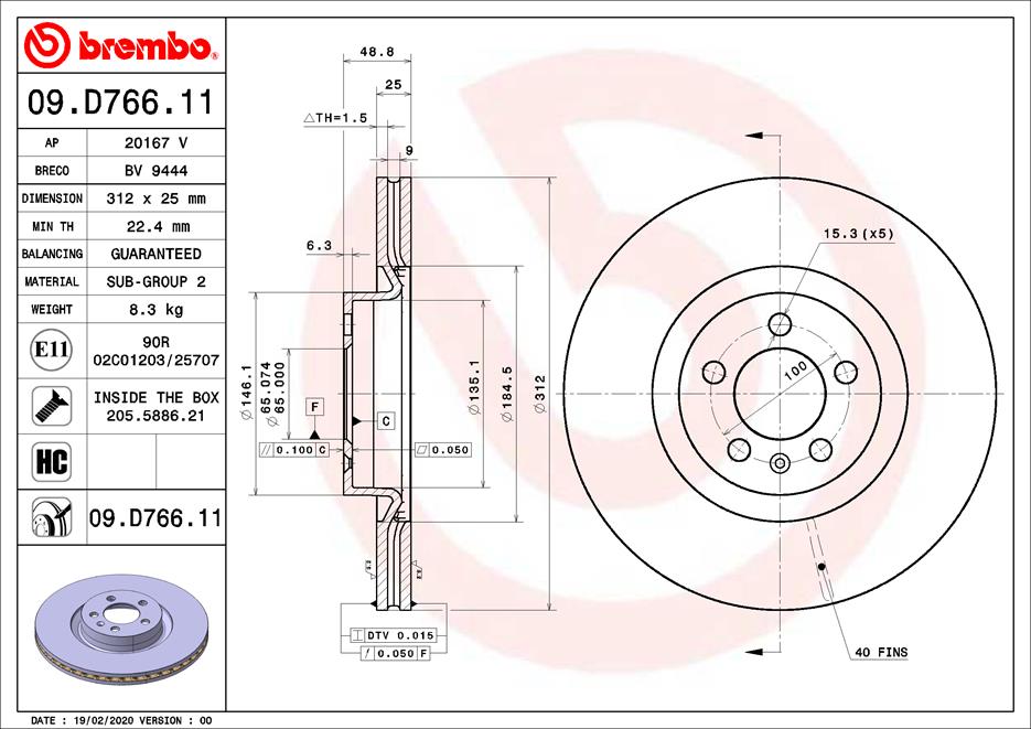 Disc BREMBO 09.D766.11