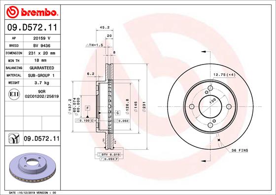 Disc BREMBO 09.D572.11