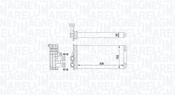 Br351 радиатор печки peugeot 3008/5008 hdi 12- MAGNETI MARELLI 350218435000