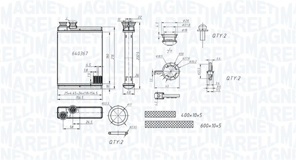 Br486 радиатор печки citroen c5 08- MAGNETI MARELLI 350218486000