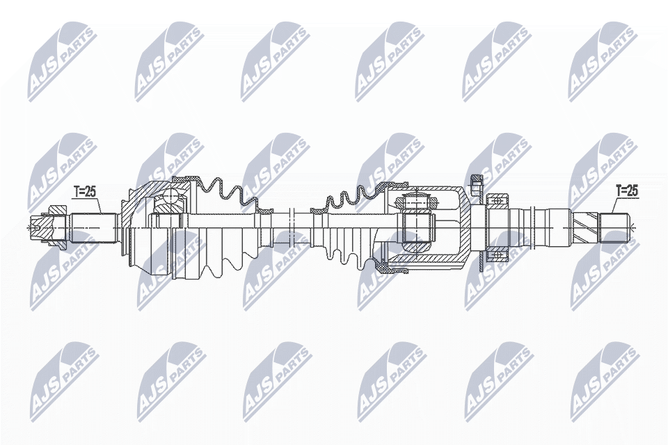 Полуось fiat grande punto 1.6d multijet/1.9d mutlijet 05- punto evo 1.6d multijet 09- NTY NPW-FT-045