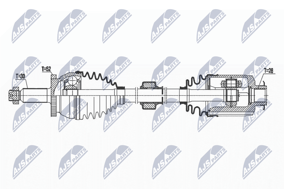 Полуось hyundai santa fe iii 2.4 4wd 12- kia sorento 2.4 2wd/4wd 12- передняя правая NTY NPW-HY-575