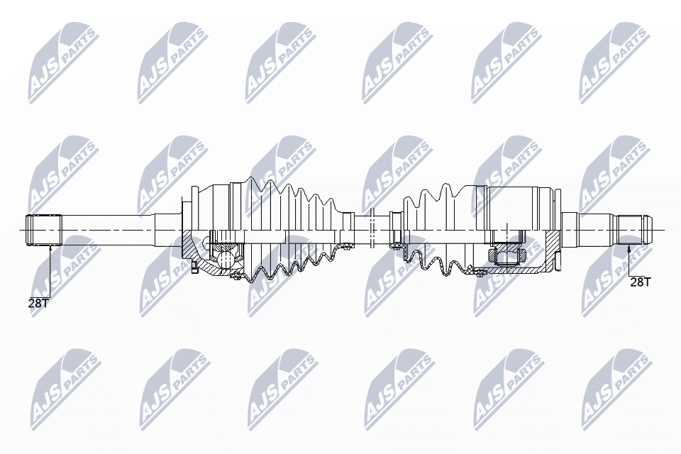 Полуось mitsubishi pajero sport 3.0v6 98- передняя левая NTY NPW-MS-059