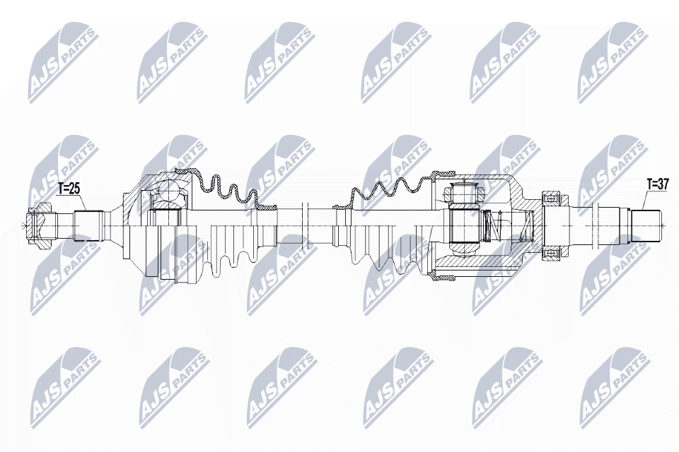 Полуось peugeot 308 2.0hdi 07- 3008 1.6hdi/2.0hdi 09- 5008 2.0hdi 09- акпп правая NTY NPW-PE-081