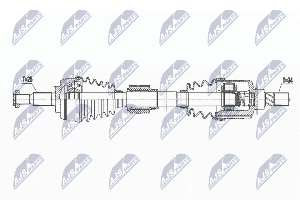 Полуось renault megane iv 1.5dci 16- акпп левая NTY NPW-RE-166
