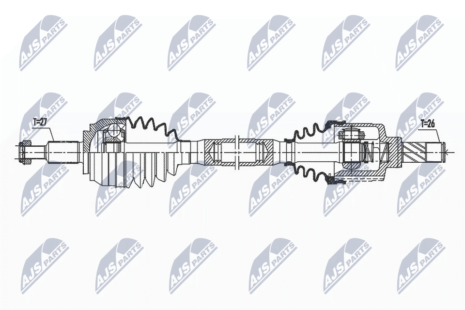 Полуось renault laguna iii 2.0 07- мкпп левая NTY NPW-RE-173